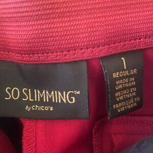 NEW Chico's So Slimming Women's Pants Size 1 Regular, Red Perfect Condition